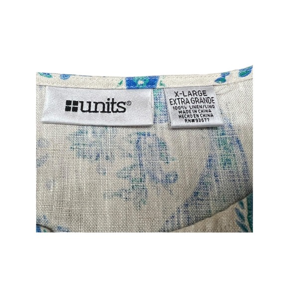 Women's 100% linen blue green taupe paisley‎ sleeveless top bust darts summer - Picture 6 of 8